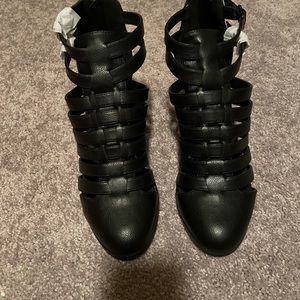 Black gladiator booties